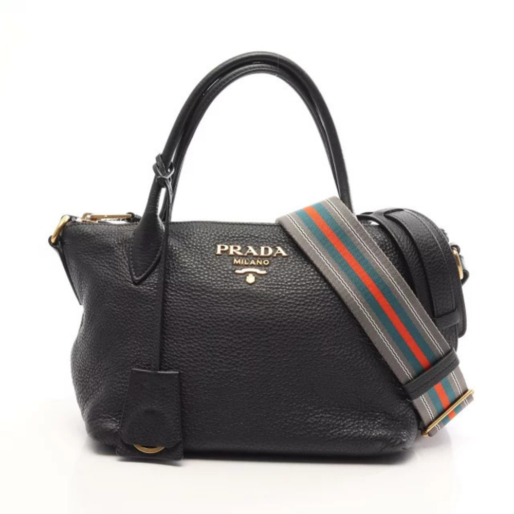 Prada Vitello Daino Leather 2Way Shoulder Bag Black